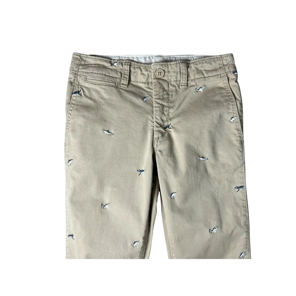 GAP Kids Boys Preppy Shark Embroidered Khaki Chino Adj Waist Pants  Size 14 slim